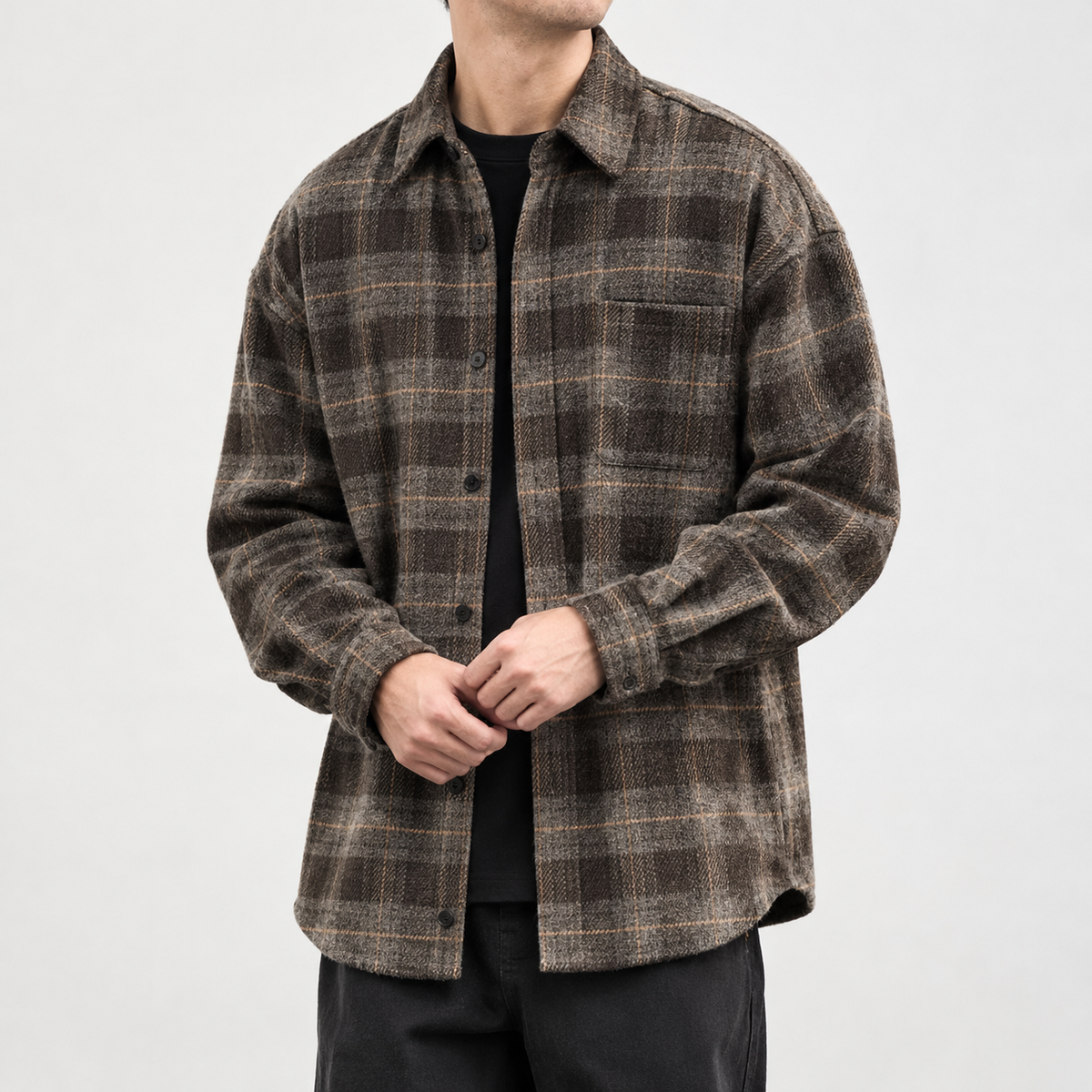 Henry Plaid Overshirt - Khaki