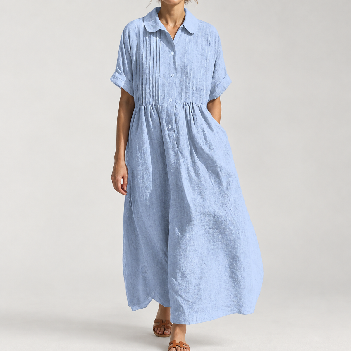 Cremilde Pintuck Maxi Dress - Light Blue