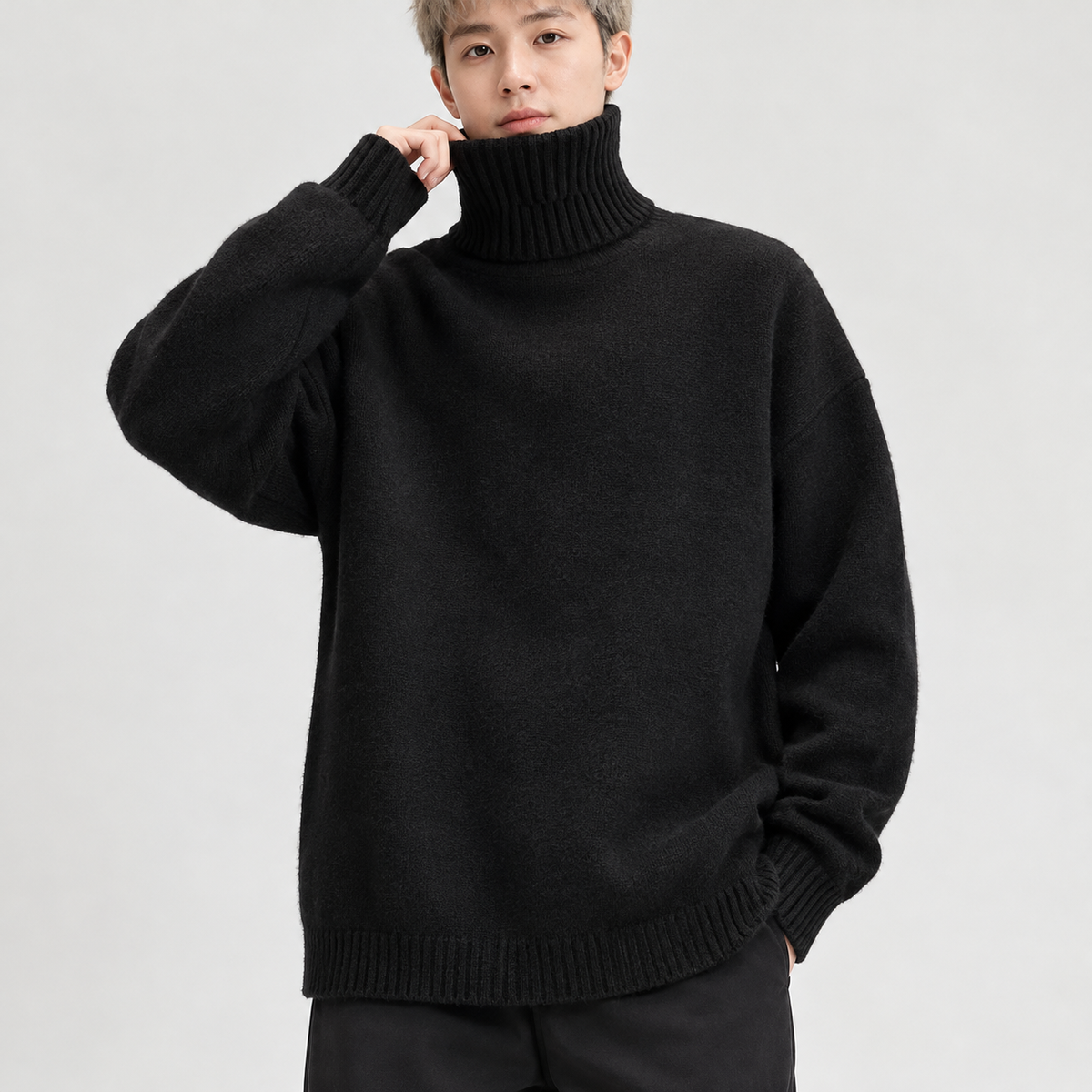 Helmut Ribbed Turtleneck Sweater - Black