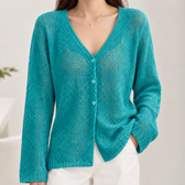 Ansgar Openwork Cardigan - Peacock Blue