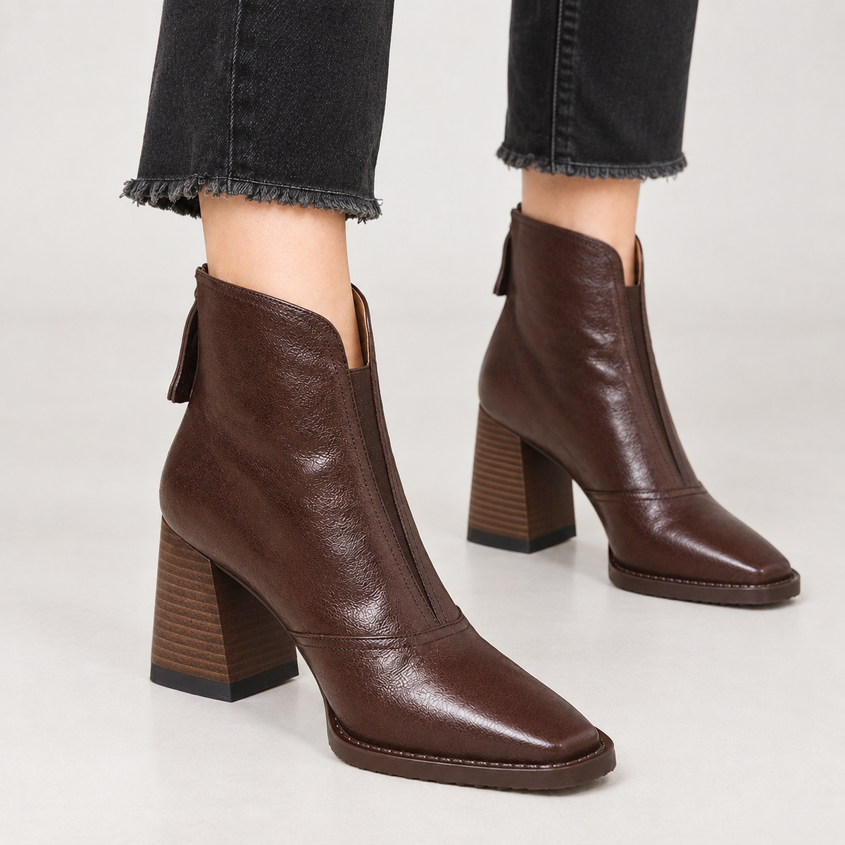 Pescara Square Toe Boots - Dark Brown