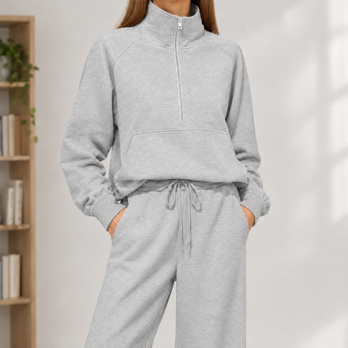 Kolfinna Half Zip Set - Light Gray