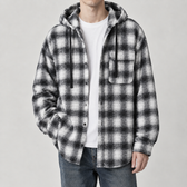Caleb Hooded Overshirt - Black White