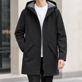 Stefano Hooded Longline Jacket - Black