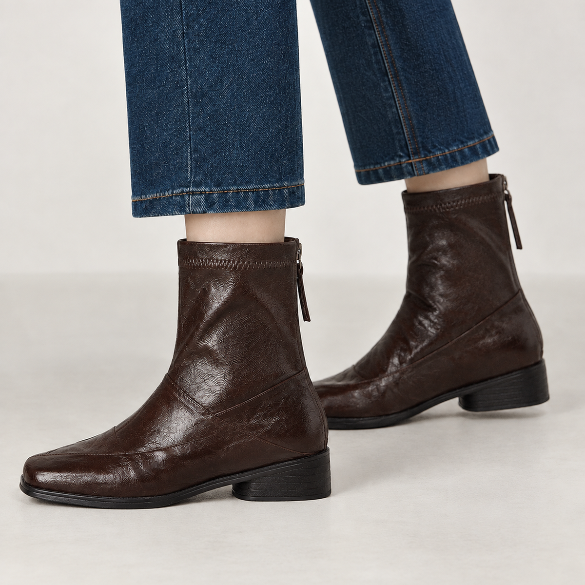 Licia Leather Ankle Boots - Brown