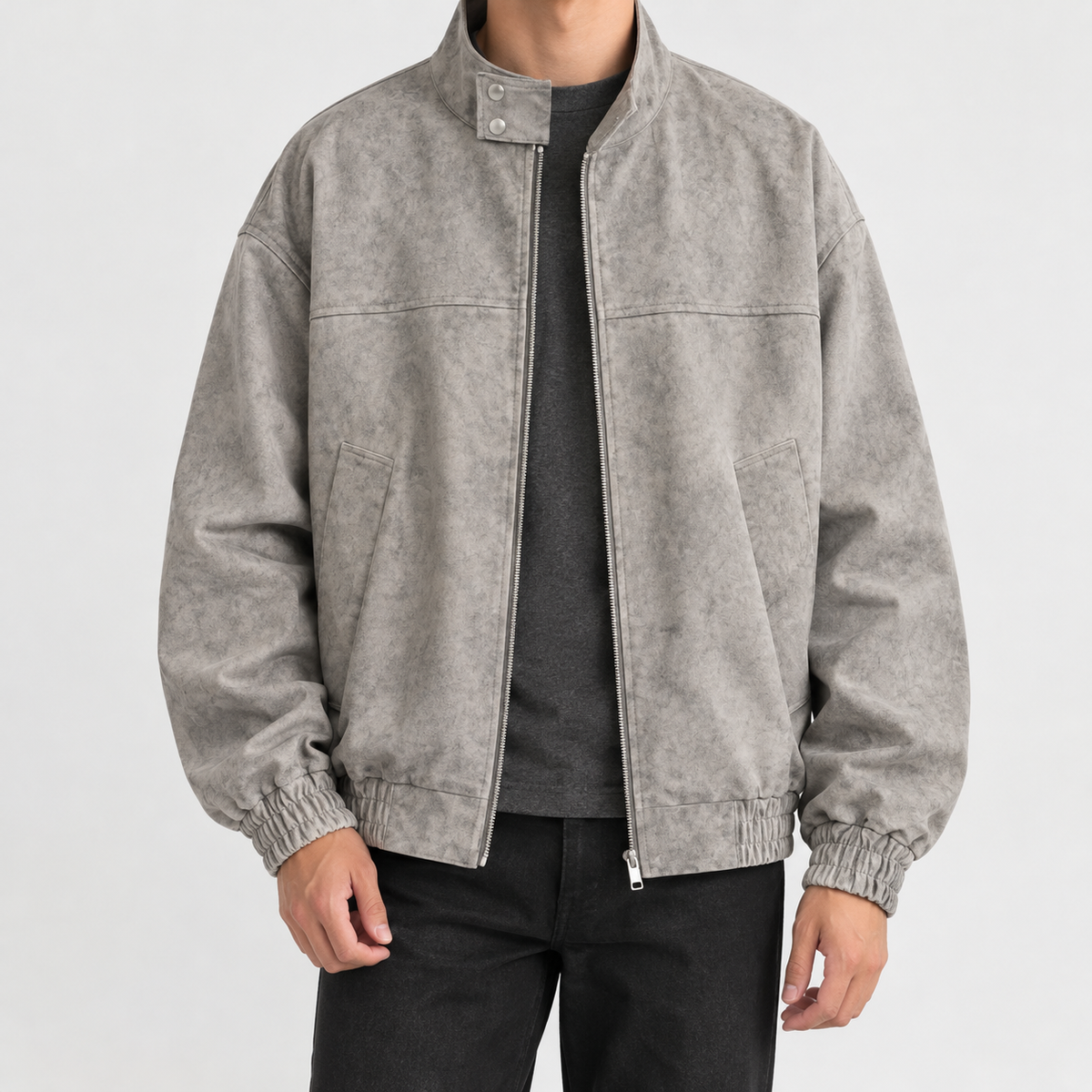 Amedeo Stand Collar Jacket - Gray