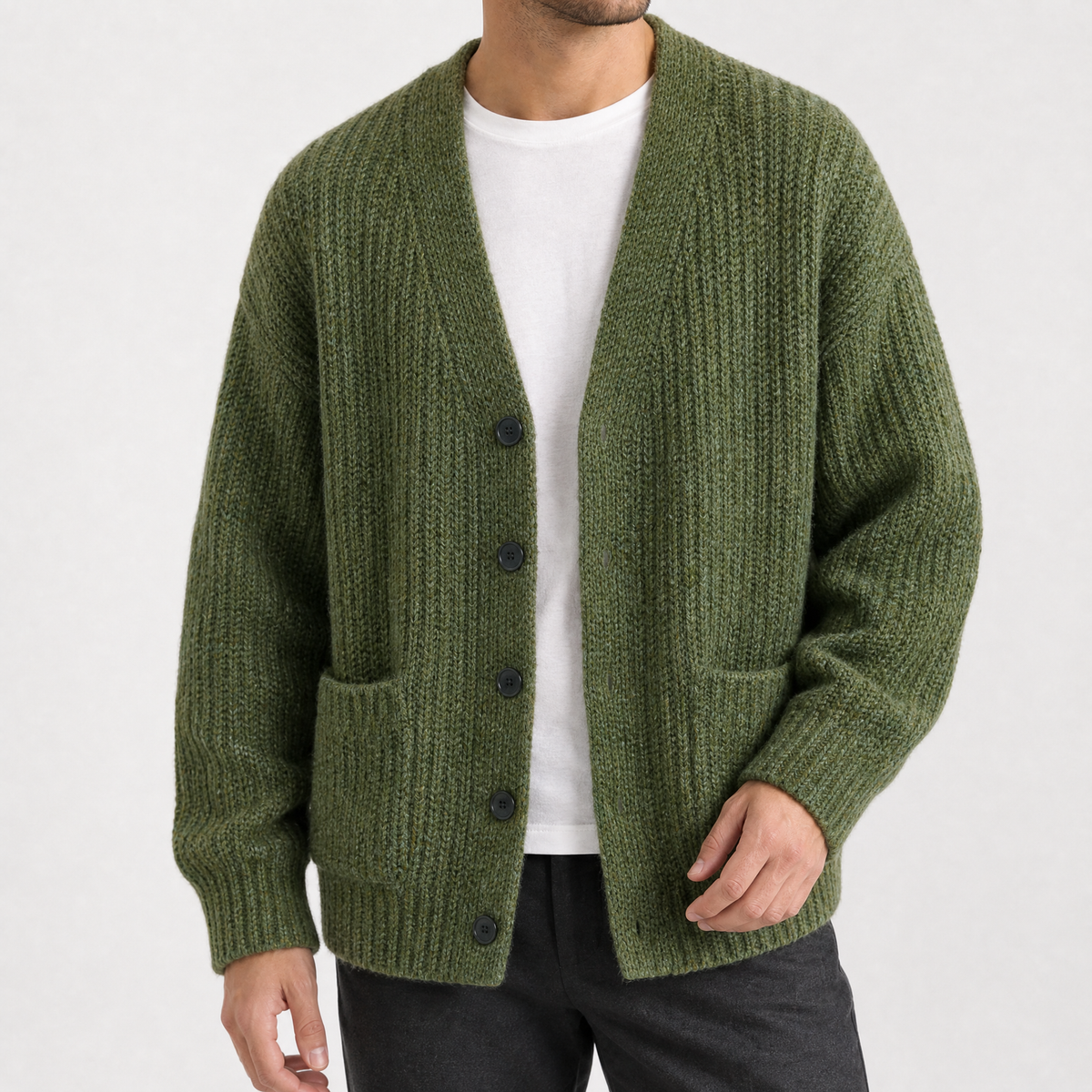 Nico Ribbed Cardigan - Green