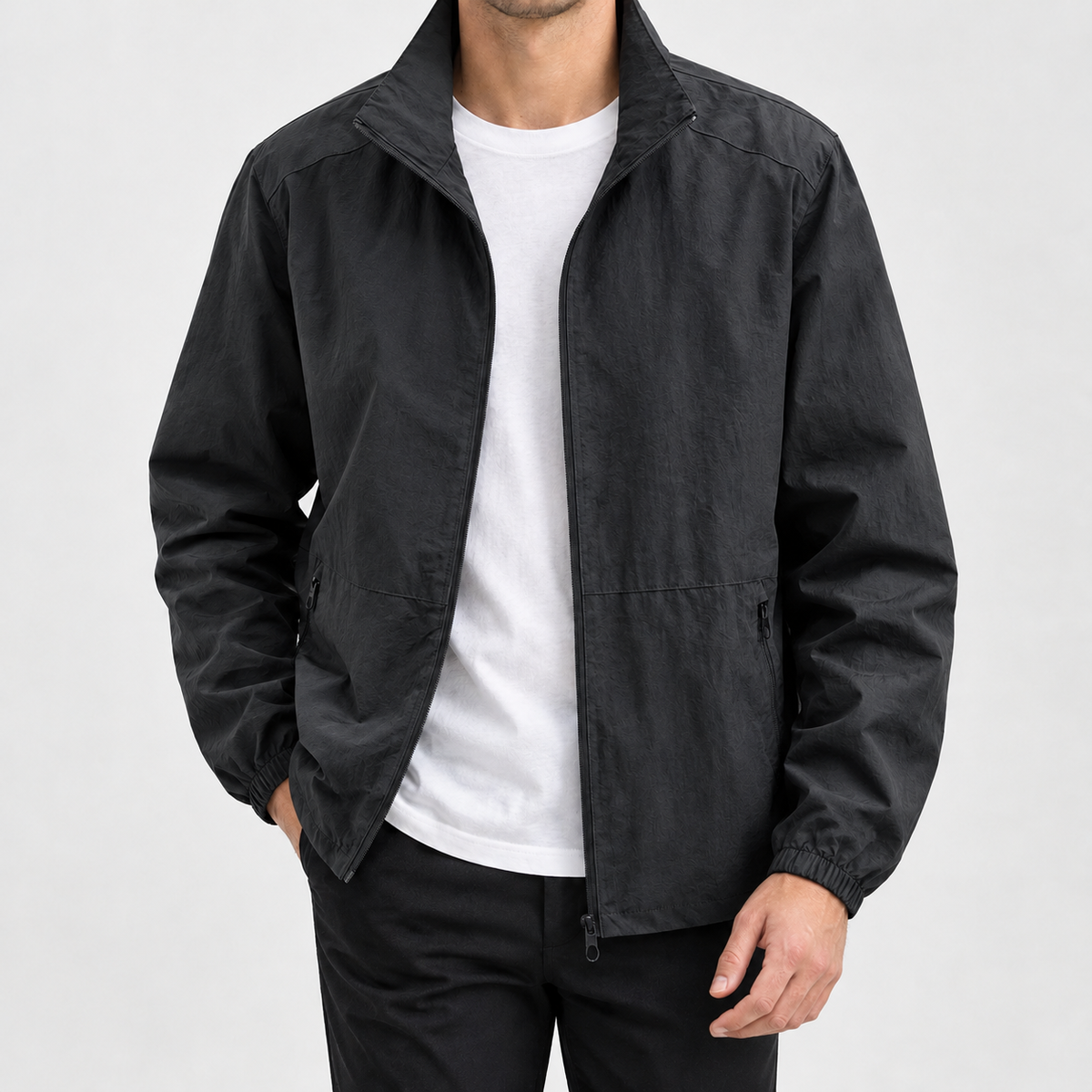 Brice Stand Collar Jacket - Black