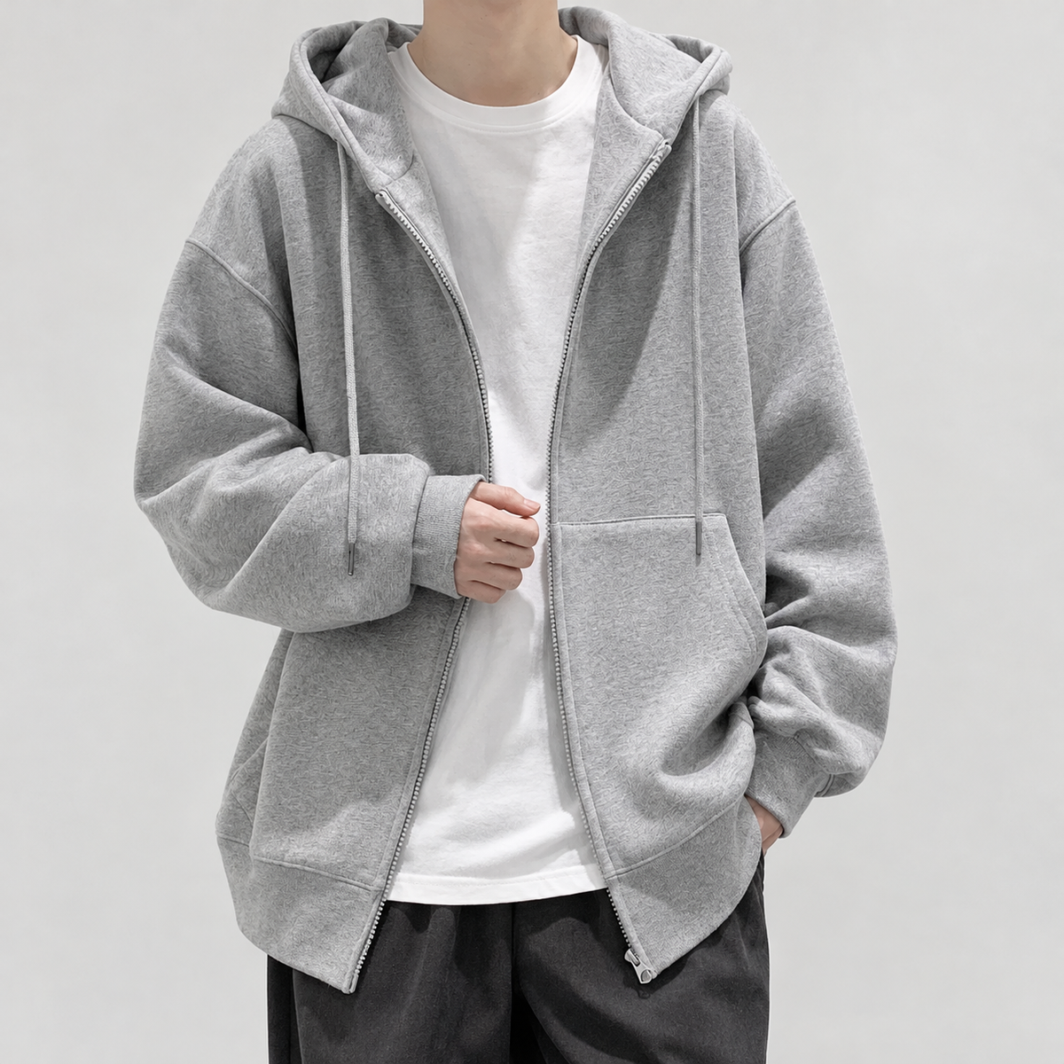 Carlo Oversized Zip Hoodie - Gray