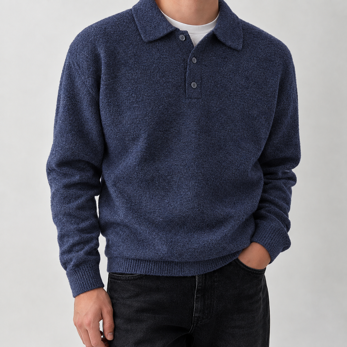 Arnaldur Polo Sweater - Denim Blue