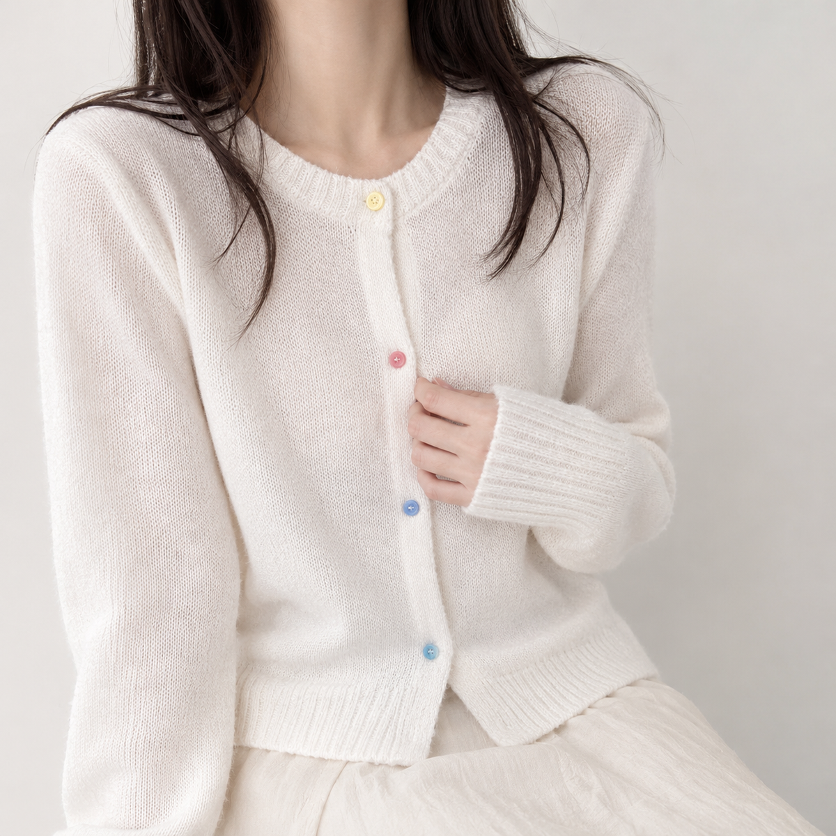 Katharina Cashmere Cardigan - White