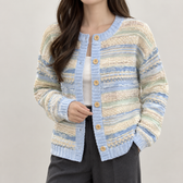 Christiane Textured Stripe Cardigan - Blue