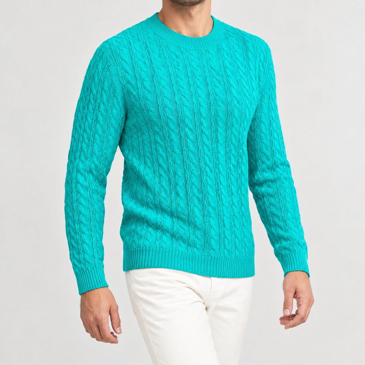 Salvador Cable Knit Sweater - Lake Blue