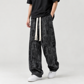Folke Letter Print Pants - Black