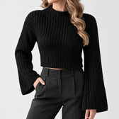 Donata Mock Neck Sweater - Black