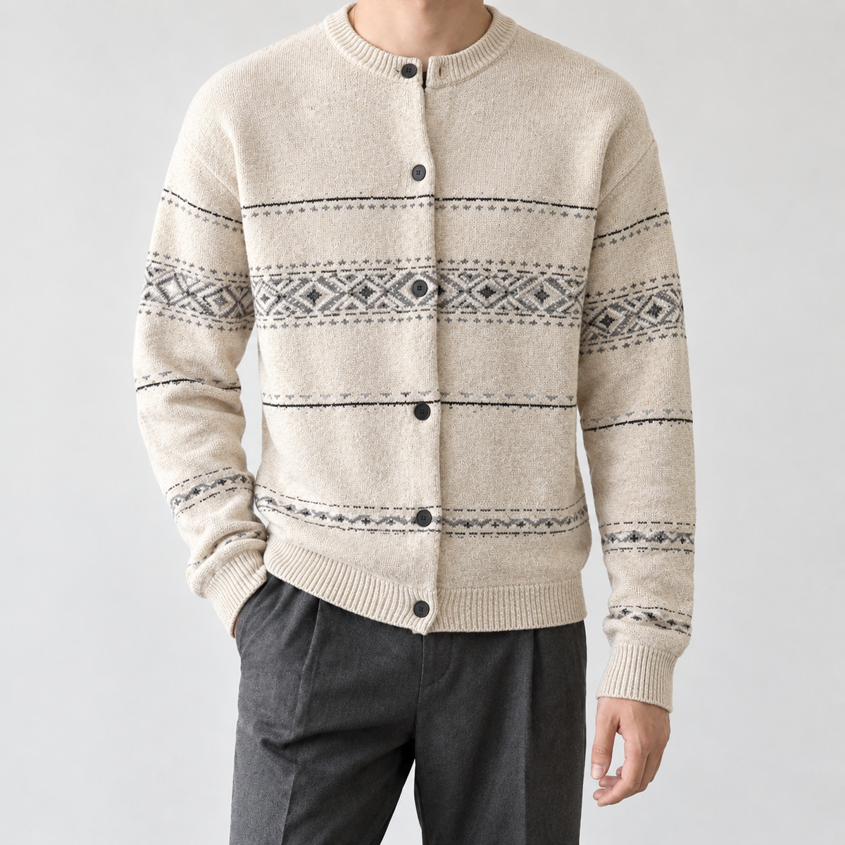 Arthur Fair Isle Cardigan - Apricot