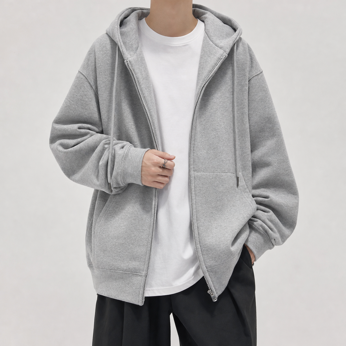 Carlo Oversized Zip Hoodie - Gray