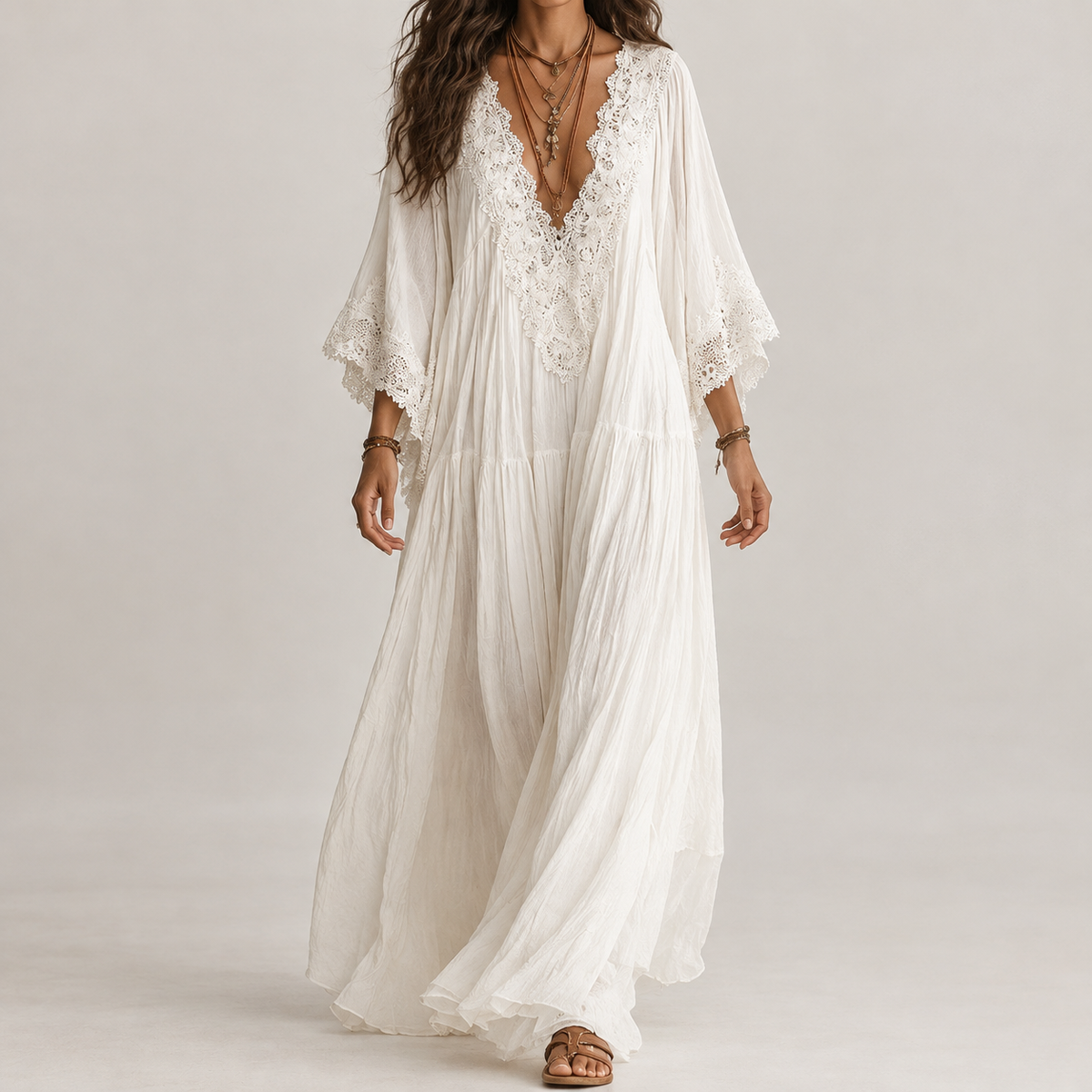 Stella Lace Maxi Dress - White