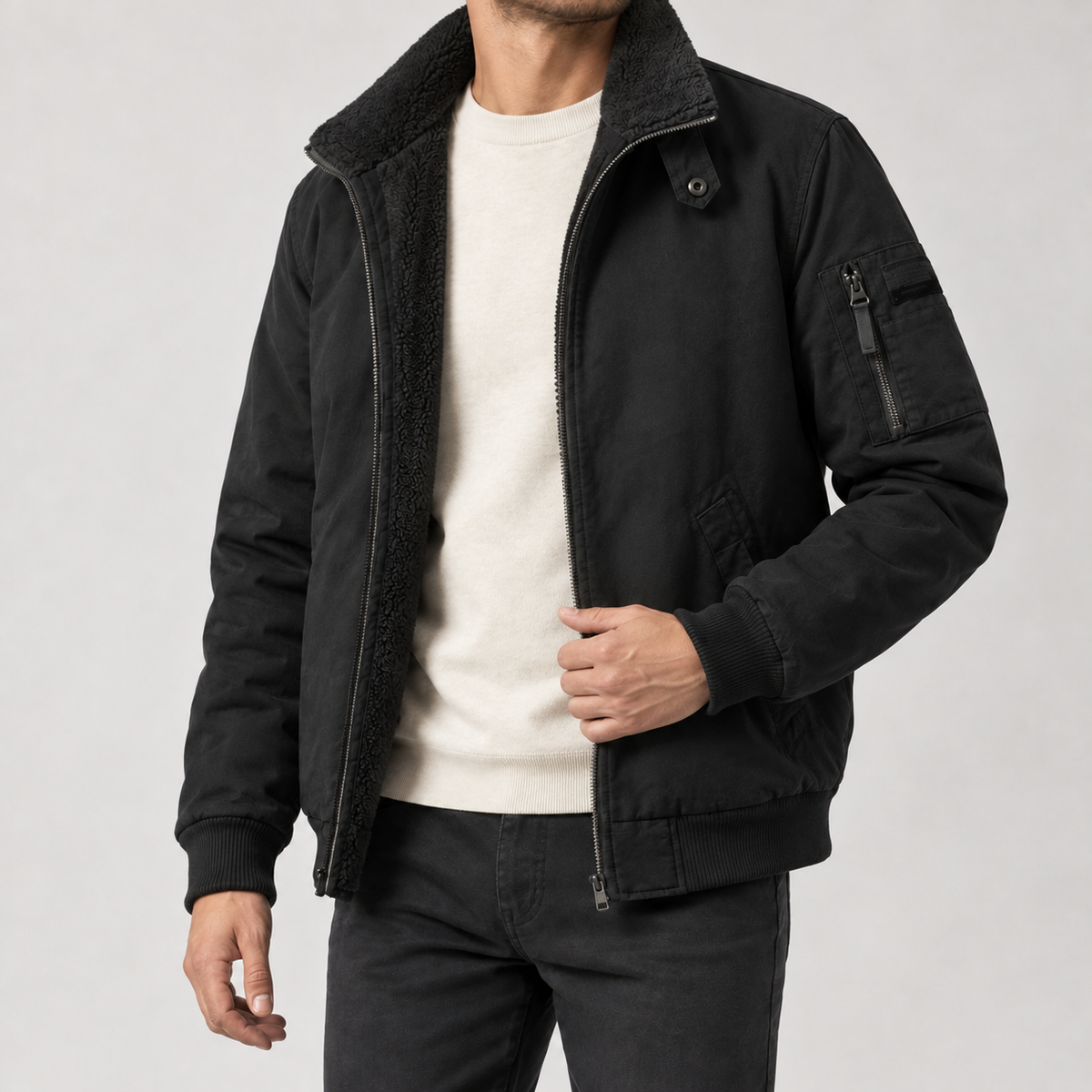 Alfons Stand Collar Jacket - Black