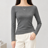 Myriam Boat Neck Top - Dark Gray