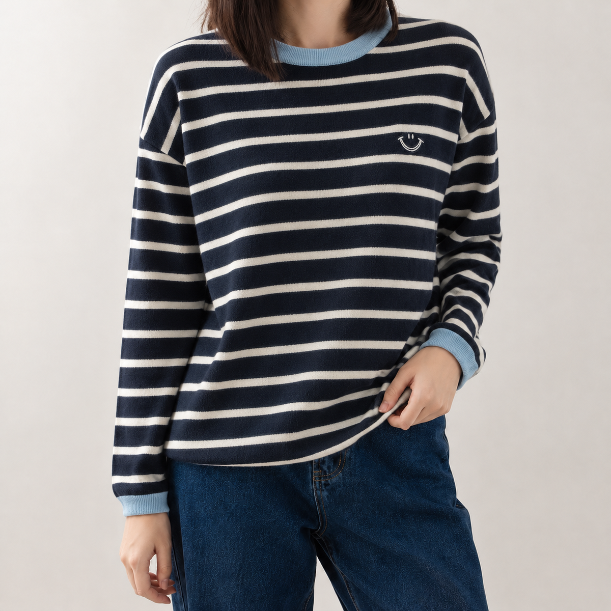 Vanda Striped Sweater - Black Blue