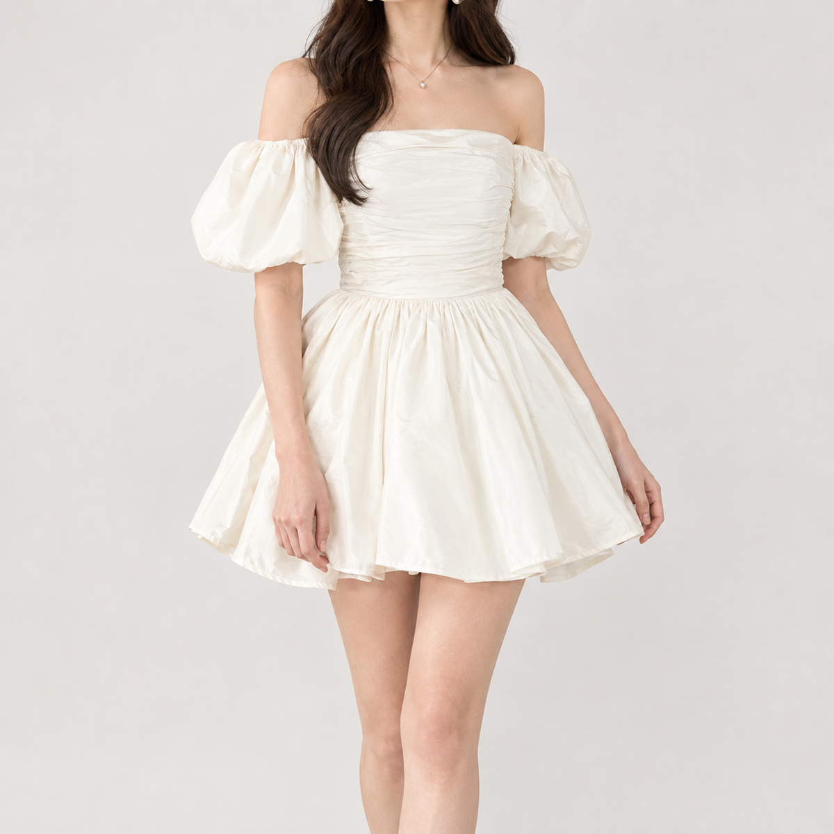 Sophie Puff Sleeve Dress - White