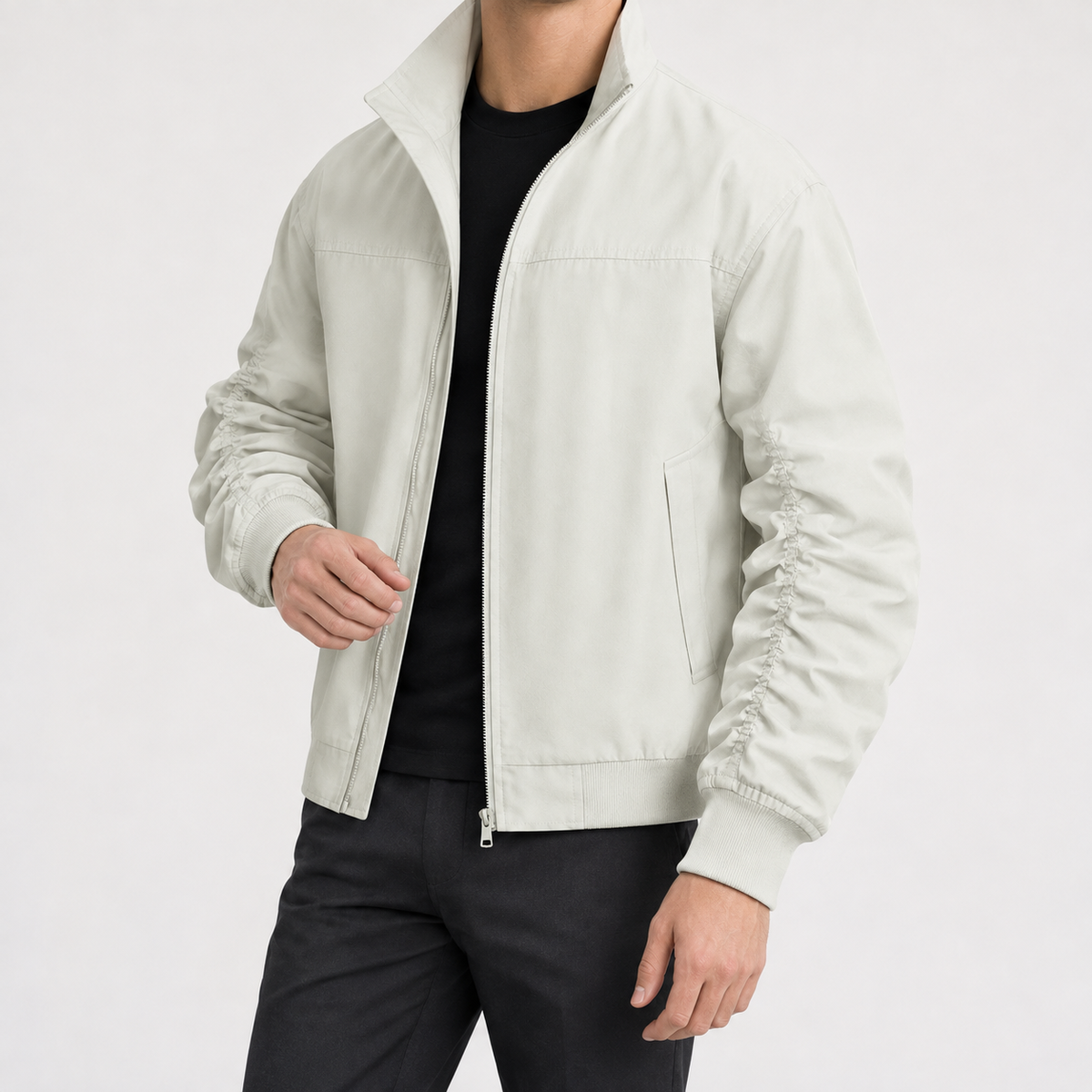 Christer Ruched Sleeve Jacket - Off White