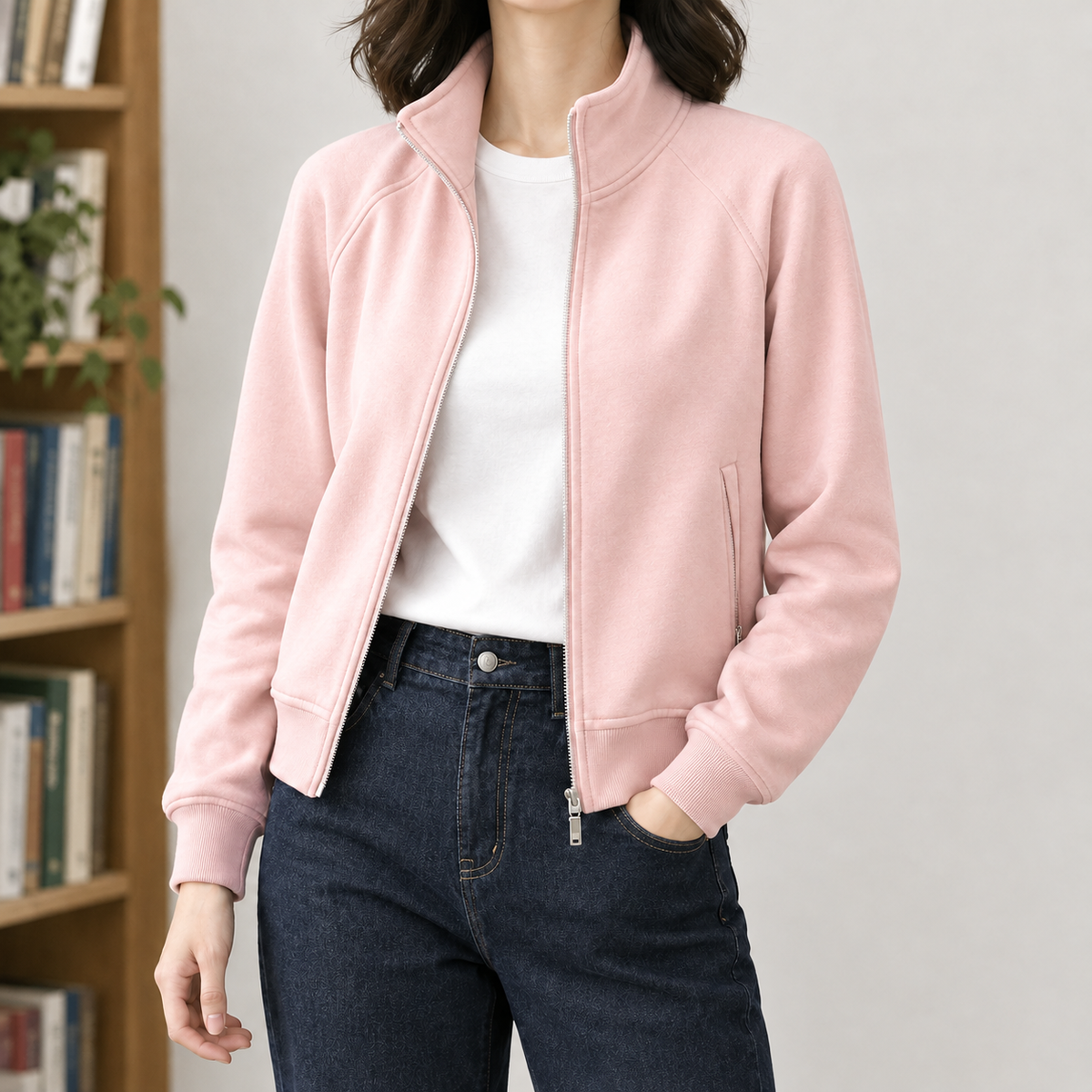 Fabia Stand Collar Jacket - Light Pink