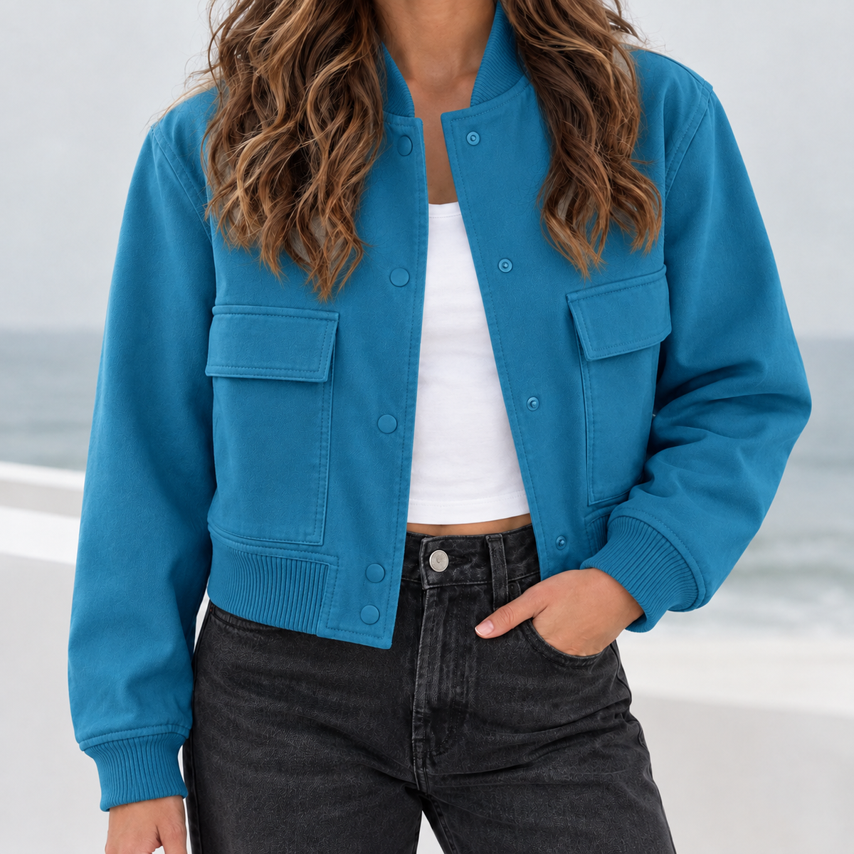 Danique Utility Jacket - Peacock Blue