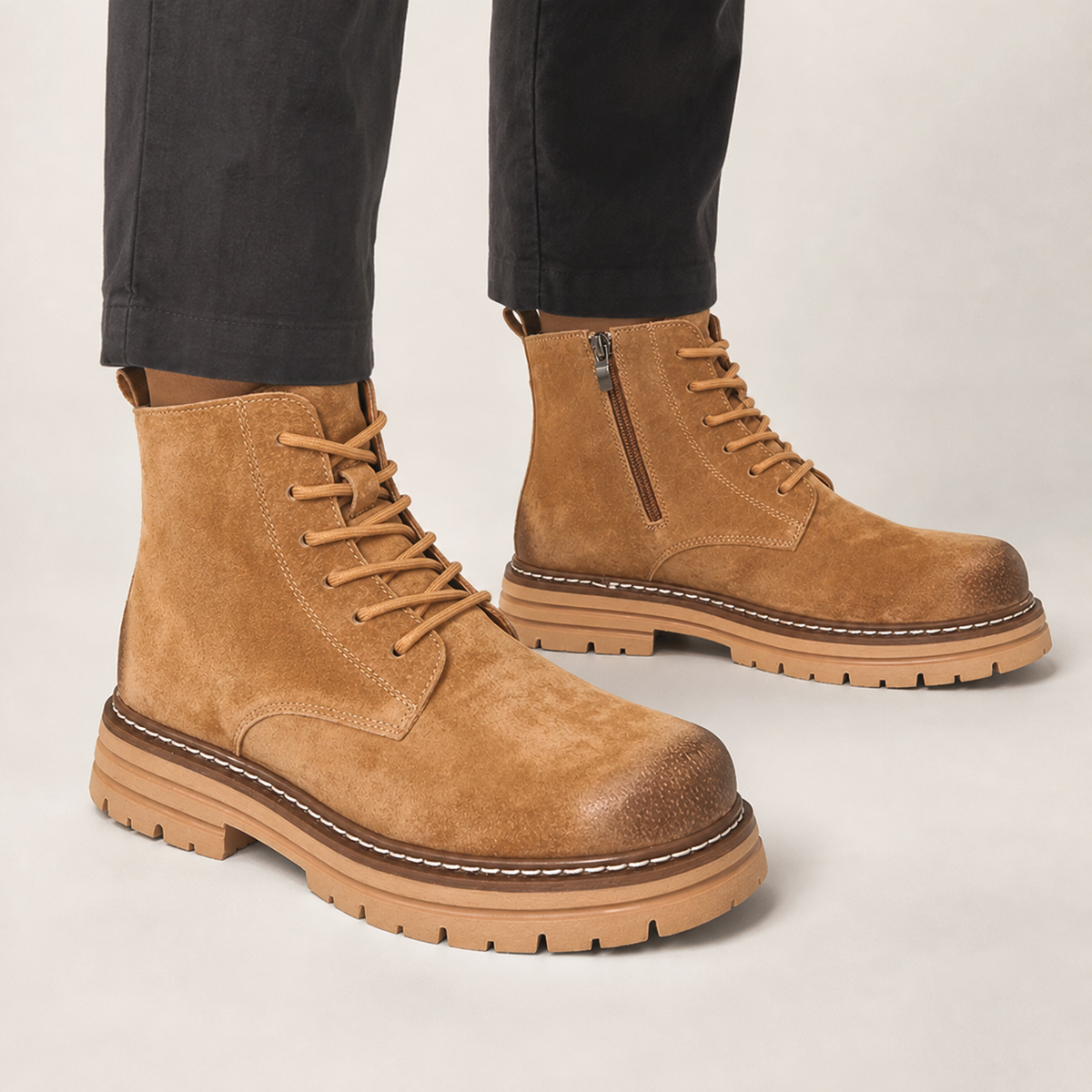 Asmus Lace Up Ankle Boots - Yellow Brown