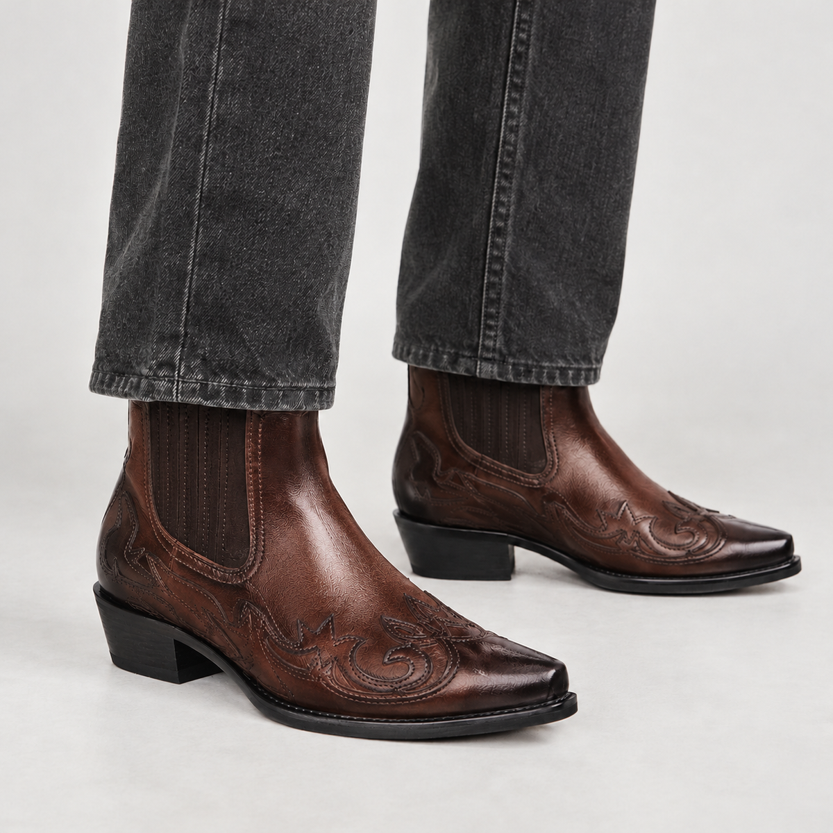 Axel Western Ankle Boots - Dark Brown