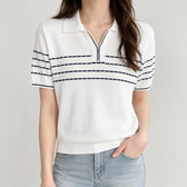 Mieke Zip Knit Top - White