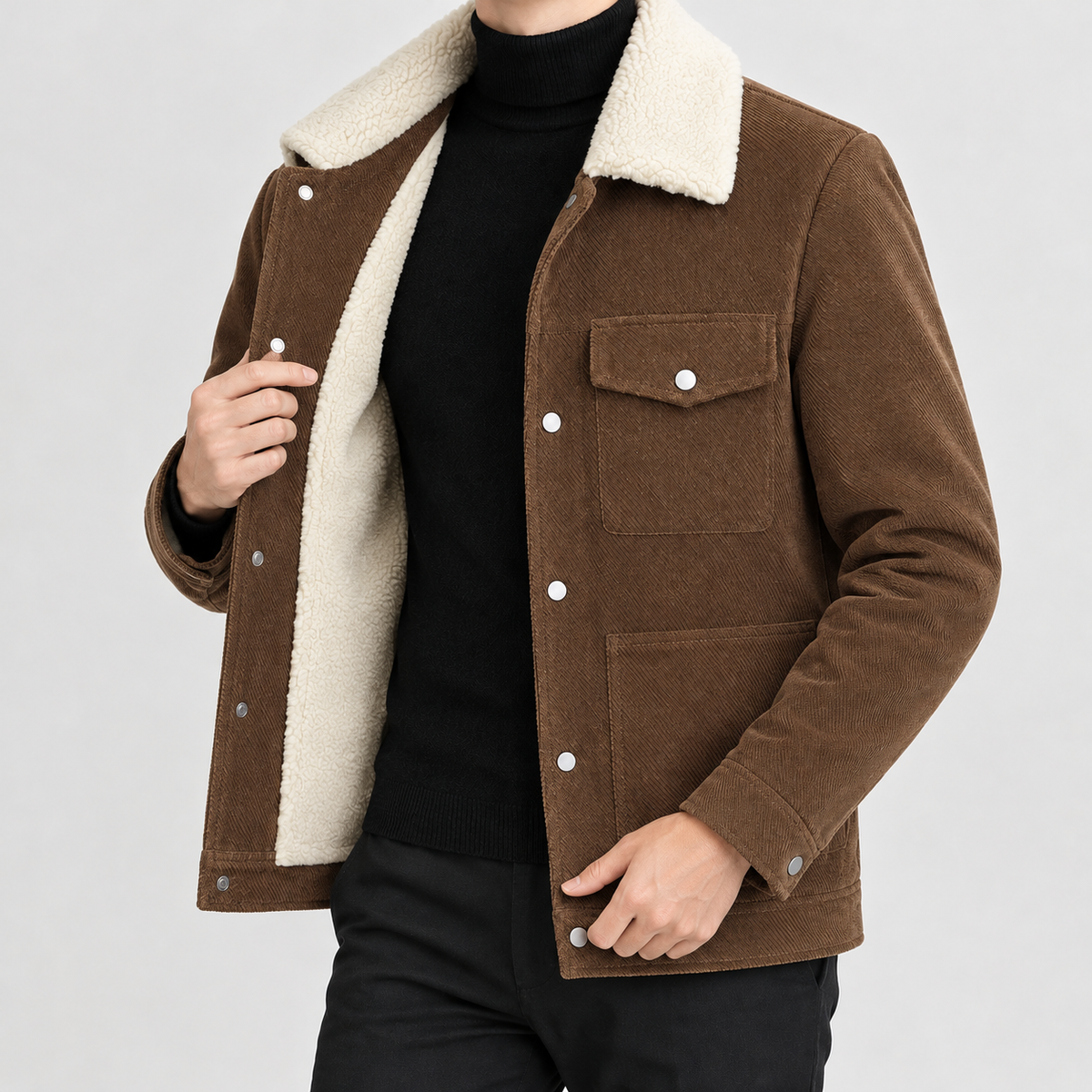 Nelson Sherpa Collar Jacket - Brown