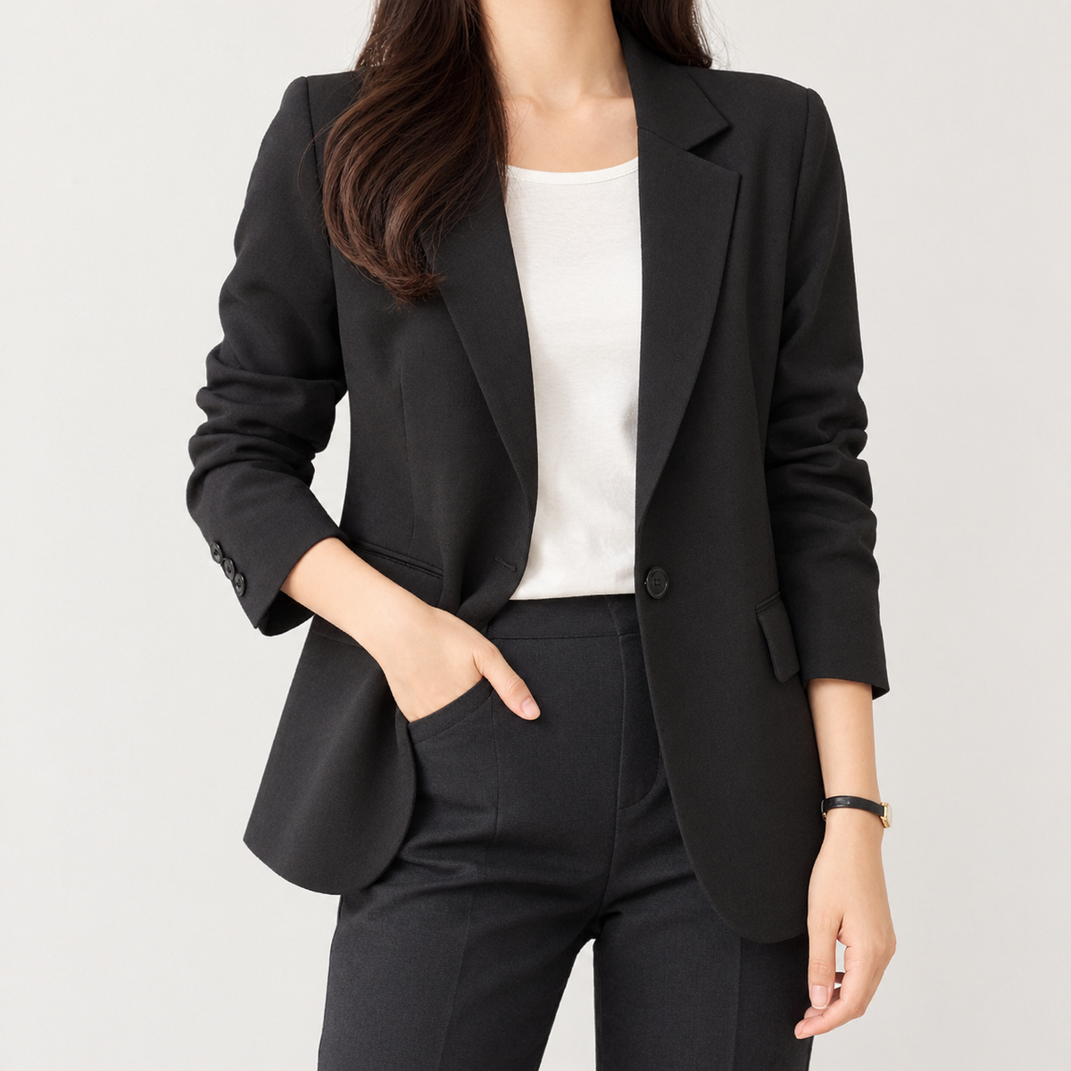 Alessandra Notch Lapel Blazer - Black