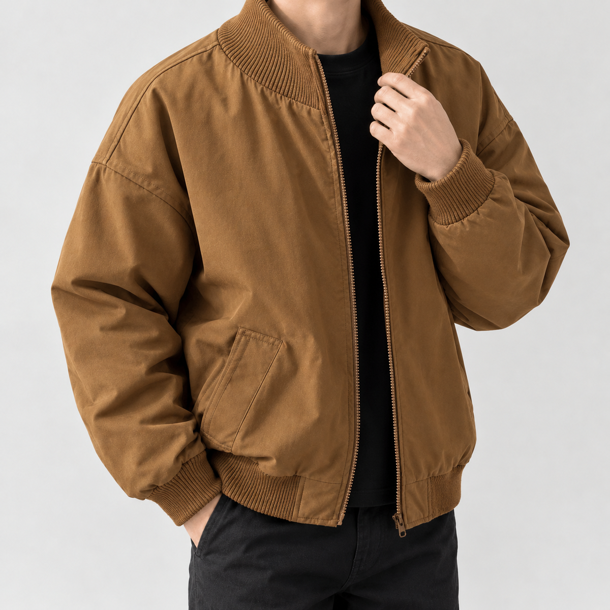 Bergsteinn Ribbed Collar Jacket - Brown