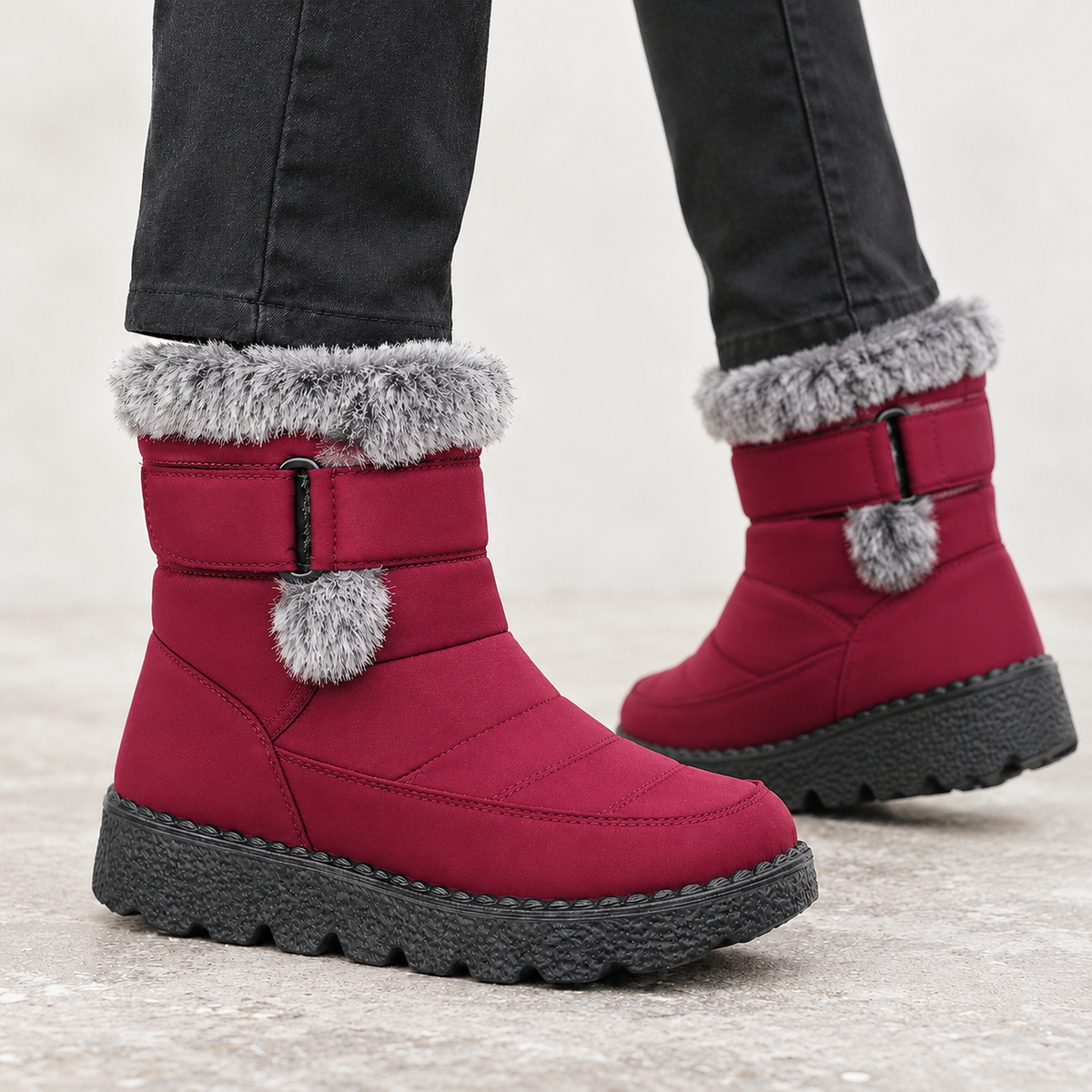 Bartolo Plush Lined Snow Boots - Red