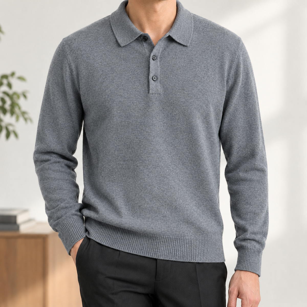 Cirillo Polo Collar Sweater - Medium Gray