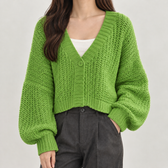 Victoria Chunky Knit Cardigan - Grass Green