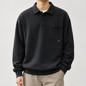 Konrad Pocket Polo Sweatshirt - Black
