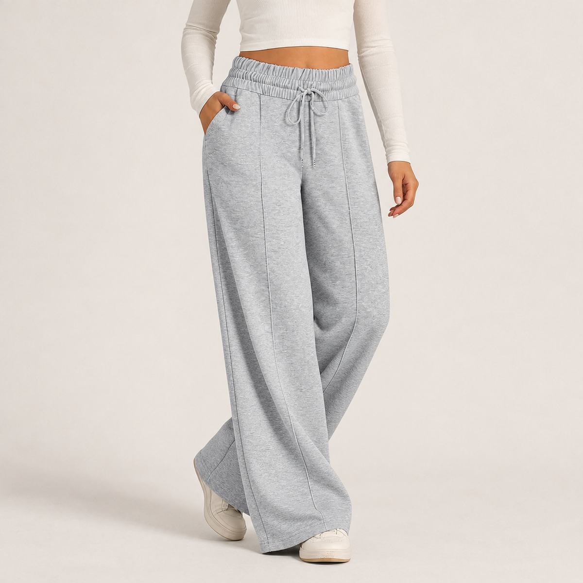Laetitia Wide Leg Pants - Light Gray