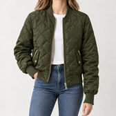 Margot Bomber Jacket - Army Green Quilted