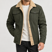 Brecht Sherpa Lined Jacket - Army Green