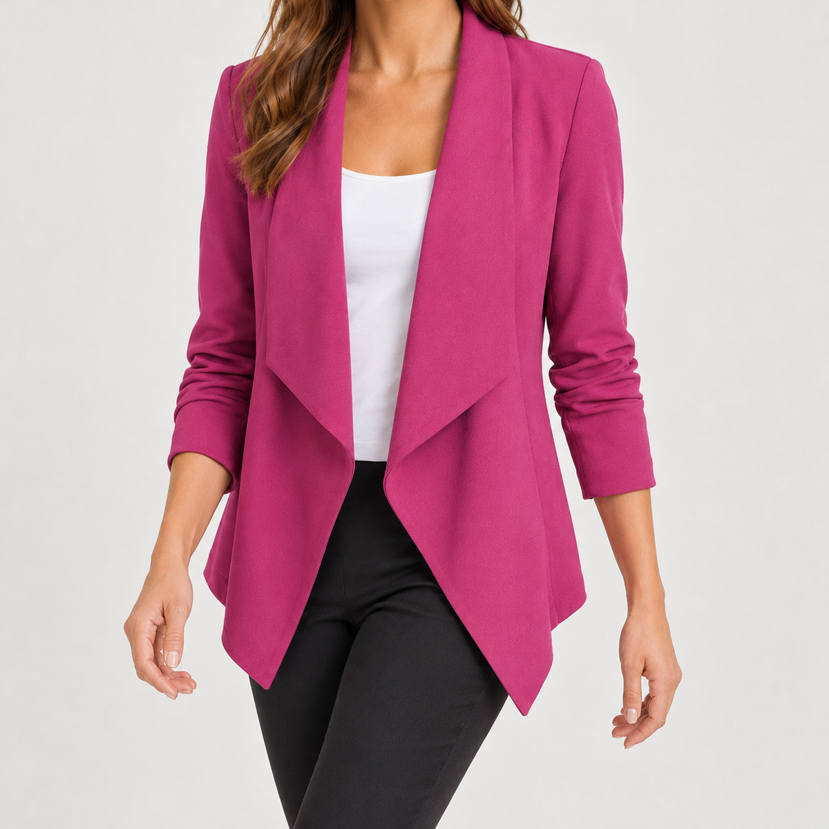 Agnete Draped Jacket - Rose Red