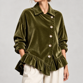 Fredrika Velvet Ruffle Jacket - Green