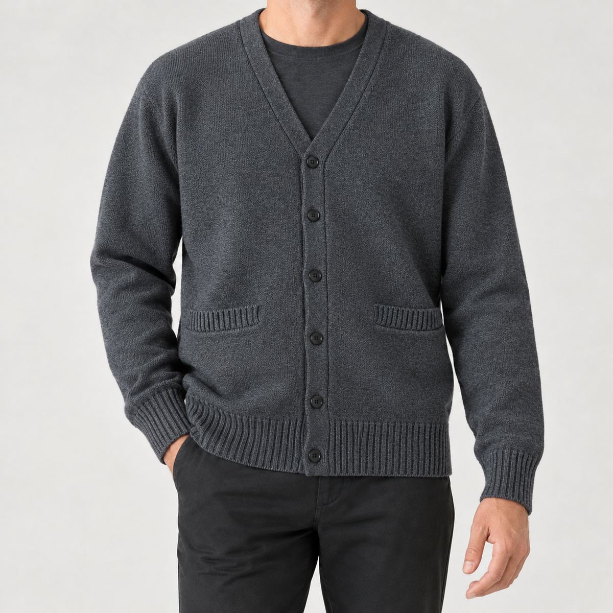 Anibal V Neck Cardigan - Dark Gray