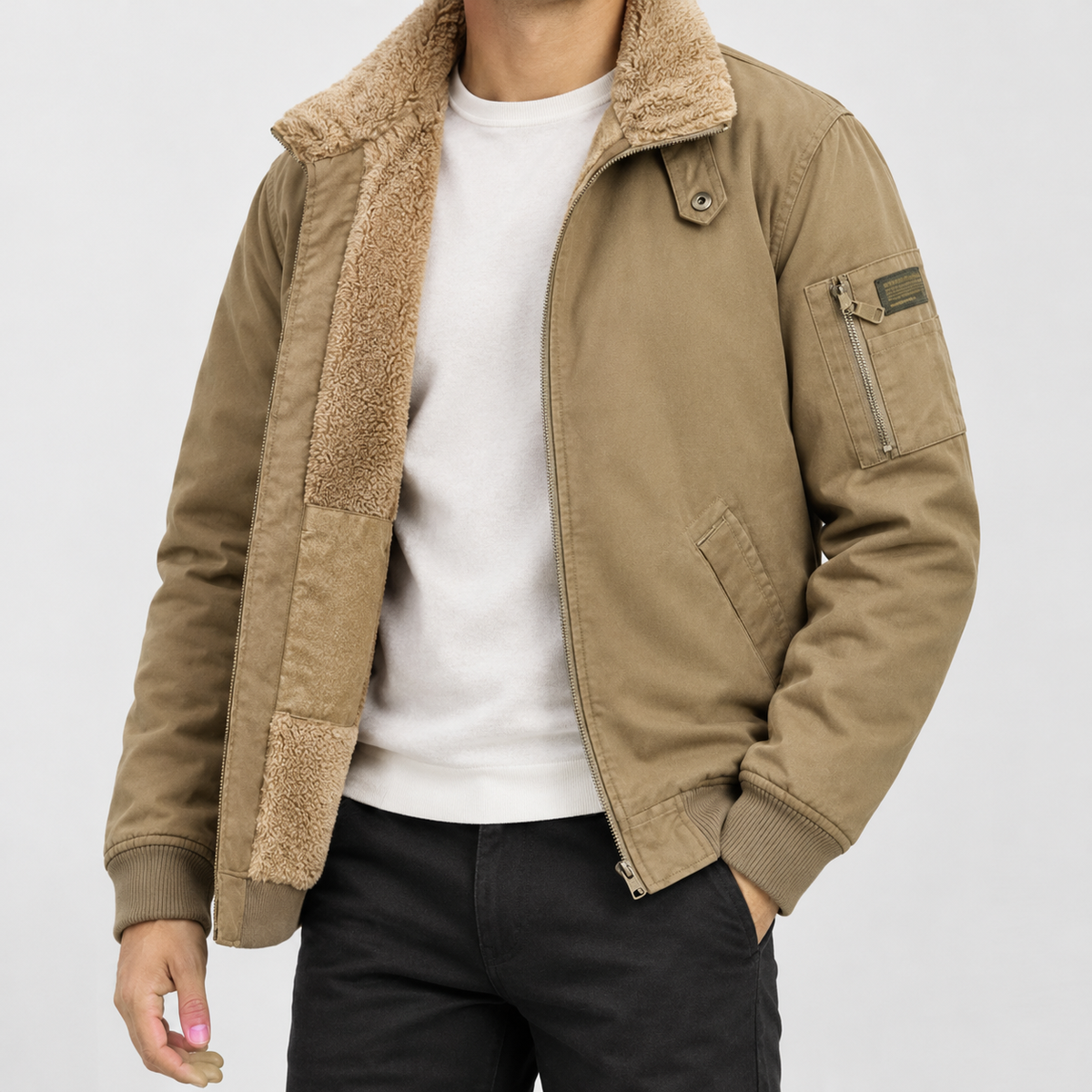 Alfons Stand Collar Jacket - Khaki