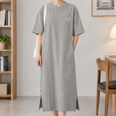 Rocio Smiley T Shirt Dress - Light Gray