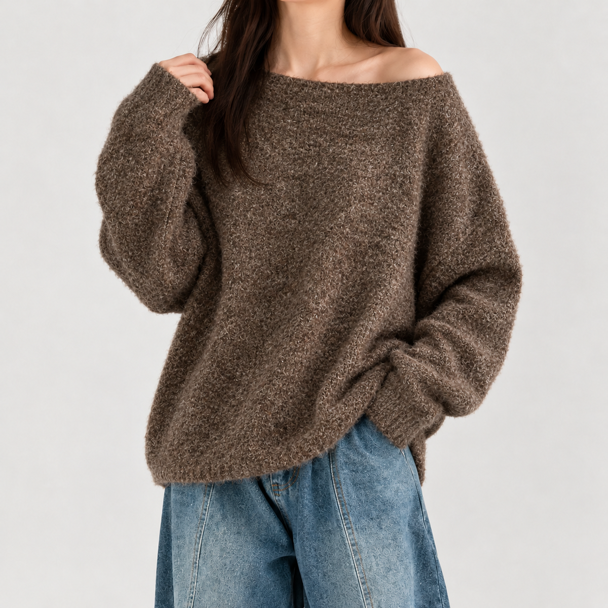 Yngvild Oversized Knit Top - Brown