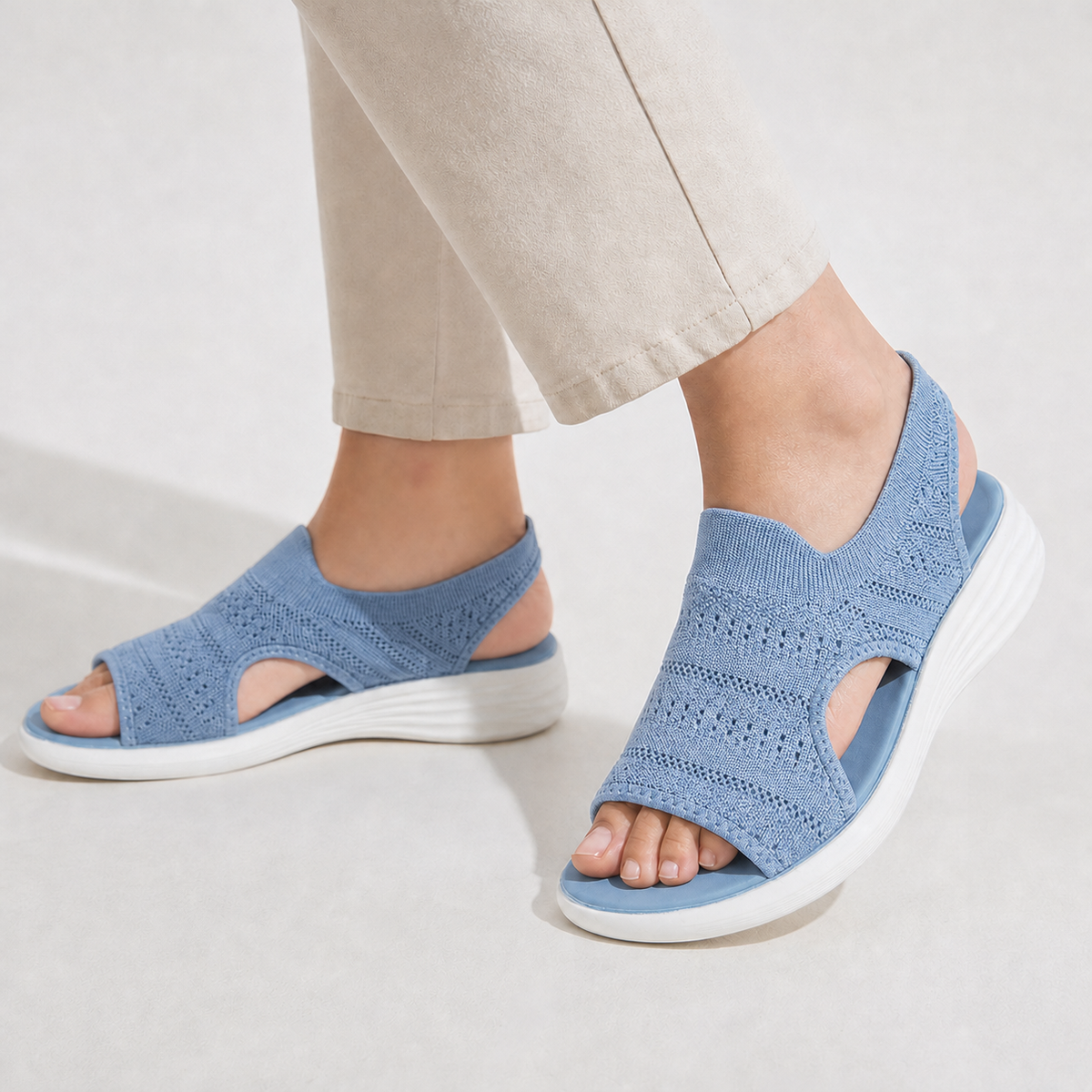 Gunilla Knit Platform Sandals - Sky Blue