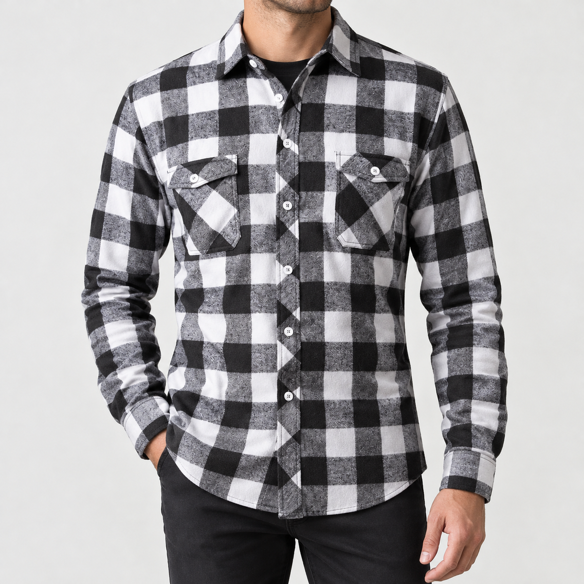 Ramon Brushed Overshirt - Black